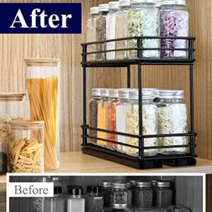 Kitsure Spice Rack Organizer for Cabinet - 2 Packs, Easy-to-Install Pull Out Spice Cabinet Organizers, 4.33''Wx10.23''Dx8.54''H Slide Out Spice Racks