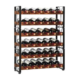 x-cosrack stackable rustic 36 bottle wine rack, freestanding floor wine holder stand can used separate or stacked 6 tier wobble-free wine display storage shelf for kitchen 24.5”l x 8.6”w x 33.4”h