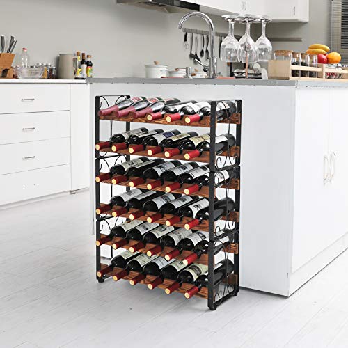 X-cosrack Stackable Rustic 36 Bottle Wine Rack, Freestanding Floor Wine Holder Stand Can Used Separate or Stacked 6 Tier Wobble-Free Wine Display Storage Shelf for Kitchen 24.5''L x 8.6''W x 33.4''H