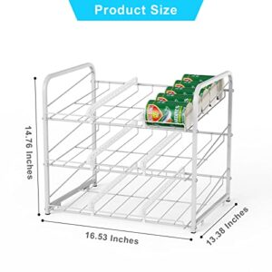 Vrisa Can Organizer for Pantry 2 Pack Stackable Can Rack Organizer Holde up to 72 Cans Canned Good Dispenser for Pantry, Kitchen, Cabinet, Small Spaces White 3-Tier