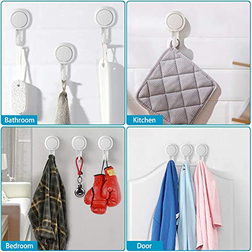 LUXEAR Suction Hooks Powerful Vacuum Suction Cup Hooks- Heavy Duty Shower Hooks Waterproof Suction Hanger for Bathroom Kitchen Towel, Robe, Loofah Removable and Reusable Hooks for Bags Coat (2 Pack)