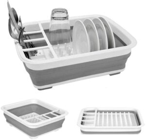 zouyo collapsible dish drying rack portable dish drainer dinnerware organizer for kitchen counter rv storage campers
