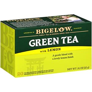 bigelow green tea with lemon, caffeinated, 20 count (pack of 6), 120 total tea bags