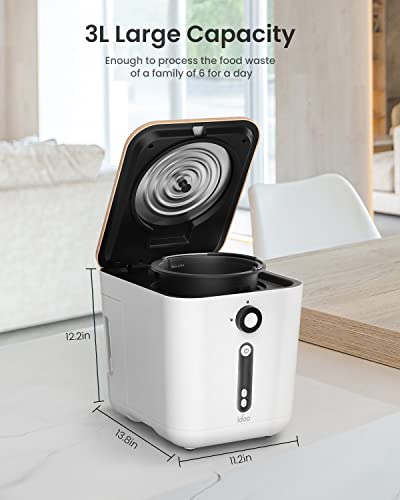 iDOO Smart Kitchen Composter, Electric Food Compost Bin, Indoor Countertop Food Cycler, Home Automated Composting Machine, Odorless and Compact Mixer Grinder, 3L Capacity Turn Waste to Compost