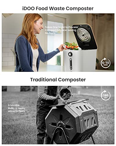 iDOO Smart Kitchen Composter, Electric Food Compost Bin, Indoor Countertop Food Cycler, Home Automated Composting Machine, Odorless and Compact Mixer Grinder, 3L Capacity Turn Waste to Compost