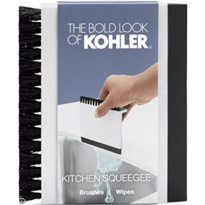 KOHLER Kitchen Sink Squeegee and Countertop Brush, Multi-Purpose, Cleans Wet and Dry Spills, Dishwasher Safe, White