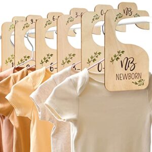 beautiful wooden baby closet dividers for clothes – double-sided organizer from newborn to 24 months – adorable nursery decor hanger dividers easily organize your little baby girls or boys room