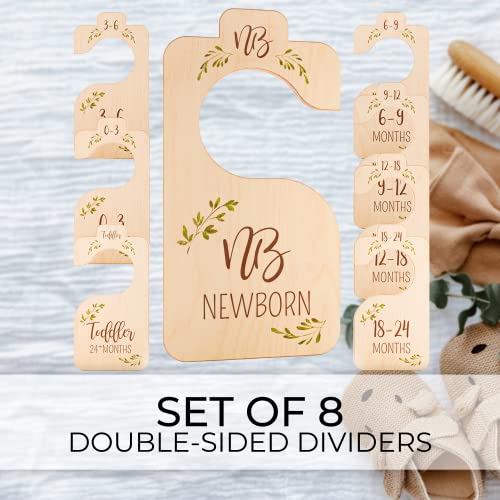 Beautiful Wooden Baby Closet Dividers for Clothes - Double-Sided Organizer from Newborn to 24 Months - Adorable Nursery Decor Hanger Dividers Easily Organize Your Little Baby Girls or Boys Room