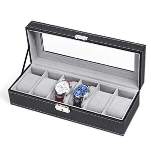 nex 6 slots watch box organizer for men valentine gift black display watch storage case