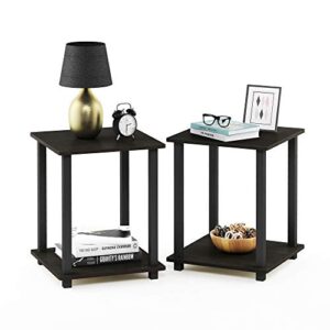 Furinno Simplistic Set of 2 End Table, Espresso/Black