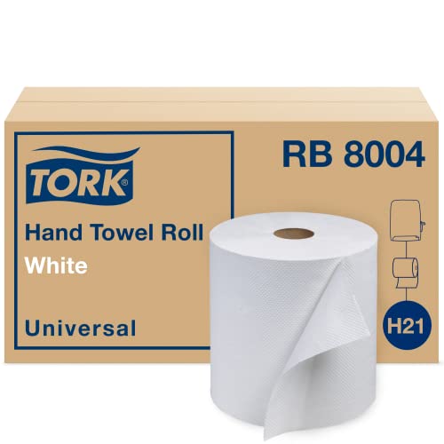 Tork Paper Hand Towel Roll White H21, Universal, 100% Recycled Fiber, 6 Rolls x 800 ft, RB8004