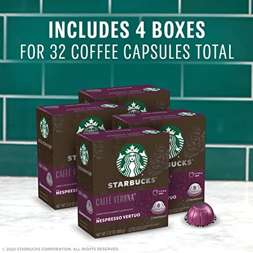 Starbucks by Nespresso Dark Roast Caffè Verona Coffee (32-count single serve capsules, compatible with Nespresso Vertuo Line System)