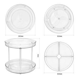 aceyoon 2 Tier Lazy Susan Spice Rack with 4 Removable Bins，9.25'' Clear Turntable Storage Organizer 360° Rotating Acrylic Cabinet Organizer for Kitchen Pantry Bathroom Makeup Organizing Container