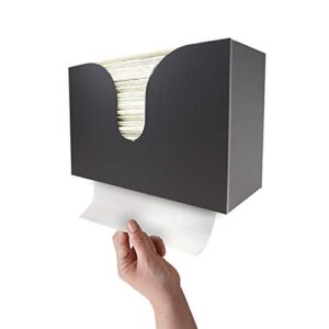 Essentially Yours Acrylic Folded Paper Towel Holder - Wall Mounted or Freestanding | Dispenser for Multifold, Trifold, and C Fold Napkins (Black)