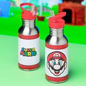 Paladone Super Mario Metal Straw Water Bottle, One Size, Multicolor