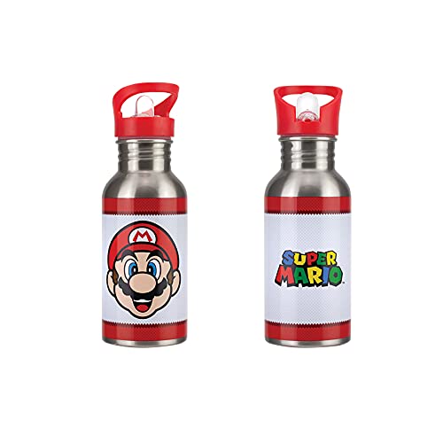 Paladone Super Mario Metal Straw Water Bottle, One Size, Multicolor