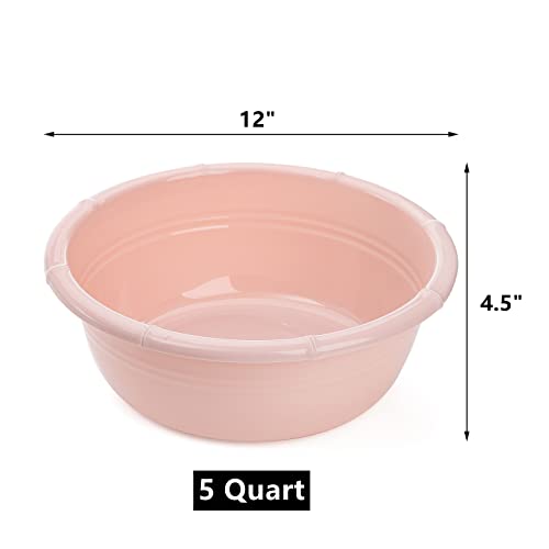 Peohud 8 Pack Plastic Wash Basin, 5 Quart Stackable Dish Pan, Round Vegetable Fruit Wash Pan Dish Tub for Home Kitchen Camping Outdoor Indoor, 12 Inch