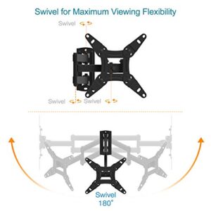 EVERVIEW Full Motion TV Monitor Wall Mount Bracket Articulating Arms Swivel Tilt Extension Rotation for Most 13-42 Inch LED LCD Flat Curved Screen Monitors & TVs, Max VESA 200x200mm up to 44lbs