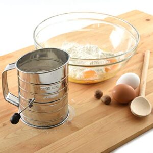 Norpro 3-Cup Stainless Steel Rotary Hand Crank Flour Sifter With 2 Wire Agitator