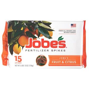 jobe’s, 01612, fertilizer spikes, fruit and citrus, includes 15 spikes, 12 ounces, brown