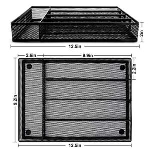 HaWare Silverware Drawer Organizer (12.5 x 9.2Inch), Stainless Steel Sturdy 5 Compartment Flatware Tray Holder Storage Small Utensils Items for Kitchen Office School(Black)