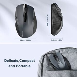 TECKNET Wireless Mouse, 2.4G Ergonomic Optical Mouse with USB Nano Receiver for Laptop, PC, Computer, Chromebook, Notebook, 6 Buttons, 24 Months Battery Life, 2600 DPI, 5 Adjustment Levels