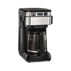 hamilton beach programmable coffee maker, 12 cups, front access easy fill, pause & serve, 3 brewing options, black (46310)