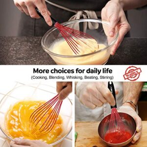 Walfos Silicone Whisk, Non Scratch Coated Whisks- Heat Resistant Kitchen Whisks for Cooking Non Stick Cookware, Balloon Egg Beater Perfect for Blending, Whisking, Beating, Set of 3