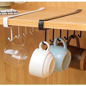 3 Pcs Mug Hooks Under Shelf, Cup Holder Under Cabinet, Coffee Mugs Cups Storage Rack Holder Hanger, Adhesive Drilling Free 6 Hook Coffee Cup Mug Holder Hanger for Kitchen Cabinet Shelf