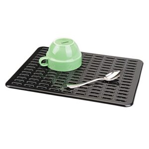 iDesign Syncware Plastic Sink Grid, Non-Skid Dish Protector Mat for Kitchen, Bathroom, Basement, Garage, 12" x 15.75", Black