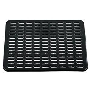 iDesign Syncware Plastic Sink Grid, Non-Skid Dish Protector Mat for Kitchen, Bathroom, Basement, Garage, 12" x 15.75", Black