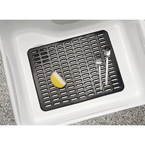 iDesign Syncware Plastic Sink Grid, Non-Skid Dish Protector Mat for Kitchen, Bathroom, Basement, Garage, 12" x 15.75", Black