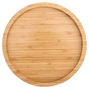 fasmov 12 inches diameter bamboo lazy susan turntable, spin thicken round wood tray rotating spice rack for kitchen pantry countertop table