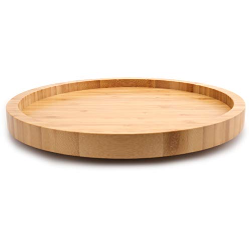 Fasmov 12 Inches Diameter Bamboo Lazy Susan Turntable, Spin Thicken Round Wood Tray Rotating Spice Rack for Kitchen Pantry Countertop Table