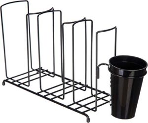 san jamar c8005wfs steel cup and lid wire organizer with caddy and 5 stacks, black