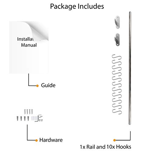 Wallniture Lyon 31.5" Wall Mount Kitchen Utensil Holder With 10 S Hooks For Hanging Pots and Pans Set