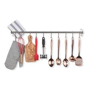 Wallniture Lyon 31.5" Wall Mount Kitchen Utensil Holder With 10 S Hooks For Hanging Pots and Pans Set