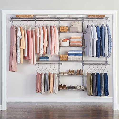 Rubbermaid Configurations Custom Add On Closet Shelving & Closet Organizer Kit, 48-Inch, Titanium, Organization/Storage for Clothes/Shoes/Jackets/Purse