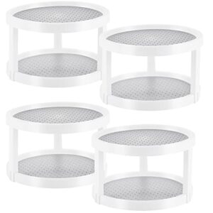 4 pcs 2 tier non skid lazy susan turntable 10 inch cabinet organizer plastic lazy susan organizer rotating spice rack pantry lazy susan organization and storage for kitchen spices condiments fridge