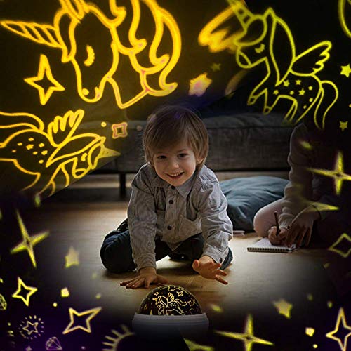 HONGID Night Light for Kids,Unicorn Night Light&Star Projector Gifts for Kids Toddlers,Night Light Projector for Baby,Unicorn Lamp Ceiling Lights for Girls Bedroom(Light Pink)