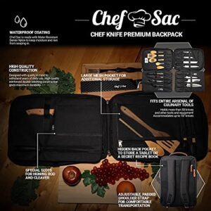 Chef Knife Bag | Premium Knife Case | Waterproof Material | Chefs Case with 30+ Pockets for Knives & Utensils | Culinary Gifts For Chefs & Students | Sturdy Travel Knife Bag (Black)