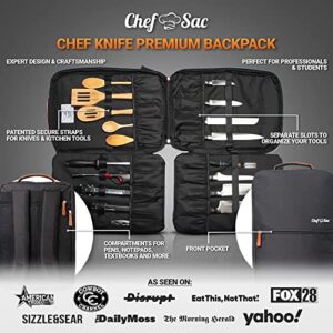 Chef Knife Bag | Premium Knife Case | Waterproof Material | Chefs Case with 30+ Pockets for Knives & Utensils | Culinary Gifts For Chefs & Students | Sturdy Travel Knife Bag (Black)