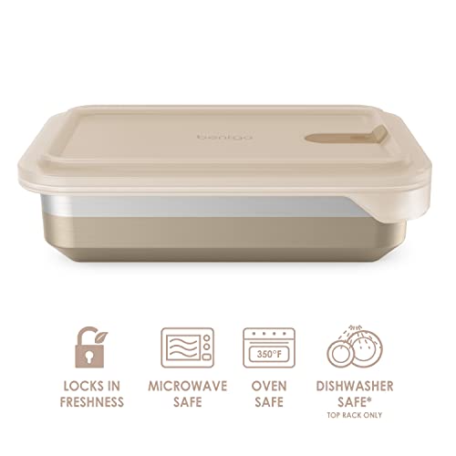 Bentgo® MicroSteel™ Heat & Eat Container - Microwave-Safe, Sustainable & Reusable Stainless Steel Food Storage Container with Airtight Lid for Eco-Friendly Meal Prepping (Dinner Size - 5.5 Cups)