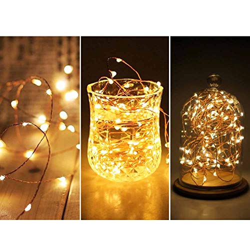 Twinkle Star 200 LED 66 FT Copper String Lights Fairy String Lights 8 Modes LED String Lights USB Powered with Remote Control for Christmas Tree Wedding Party Home Decoration, Warm White