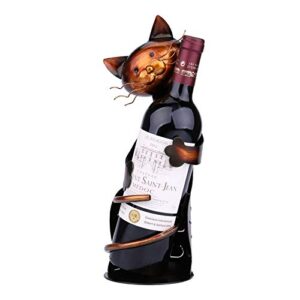 ailgely cat shaped wine holder, cat wine bottle holder, tabletop decor wine rack, metal sculpture wine stand, crafts ornament for home kitchen