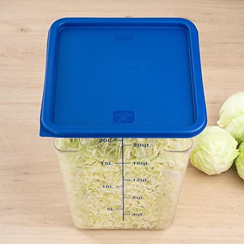 LID ONLY: Met Lux Food Storage Container Lid, 1 Square Marinating Container Lid - Fits 12, 18 And 22 Quart Containers, With Date Indicator, Blue Plastic Lid, Containers Sold Separately