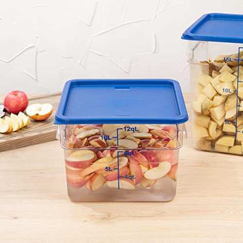LID ONLY: Met Lux Food Storage Container Lid, 1 Square Marinating Container Lid - Fits 12, 18 And 22 Quart Containers, With Date Indicator, Blue Plastic Lid, Containers Sold Separately
