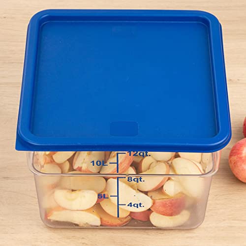 LID ONLY: Met Lux Food Storage Container Lid, 1 Square Marinating Container Lid - Fits 12, 18 And 22 Quart Containers, With Date Indicator, Blue Plastic Lid, Containers Sold Separately