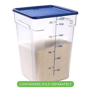 LID ONLY: Met Lux Food Storage Container Lid, 1 Square Marinating Container Lid - Fits 12, 18 And 22 Quart Containers, With Date Indicator, Blue Plastic Lid, Containers Sold Separately