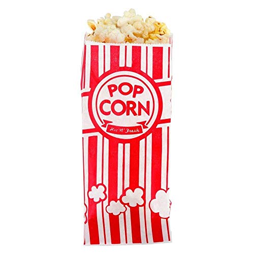 Carnival King Paper Popcorn Bags, Red/White, 100 Count (Pack of 1)